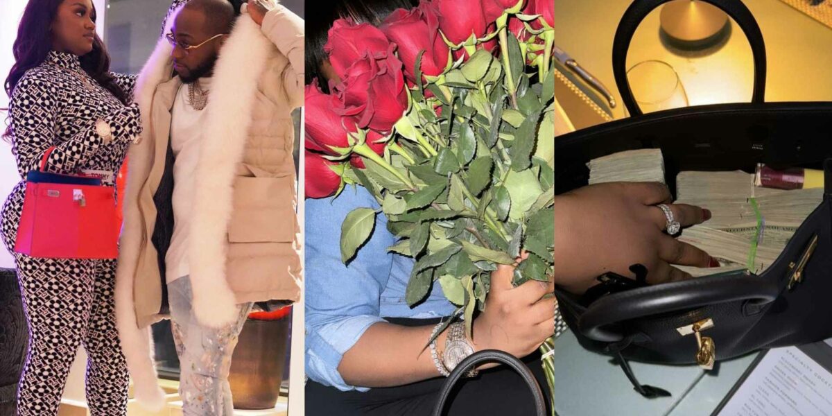 Davido gifts wife Chioma stacks of cash, roses ahead of her birthday