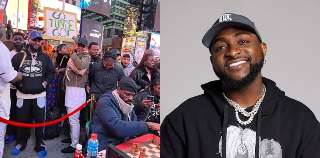 Davido, Chioma surprise chess master Tunde Onakoya during Guinness World Record attempt