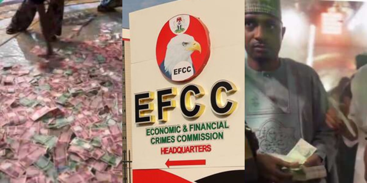 Man dares EFCC to arrest men spraying naira at event, shares video