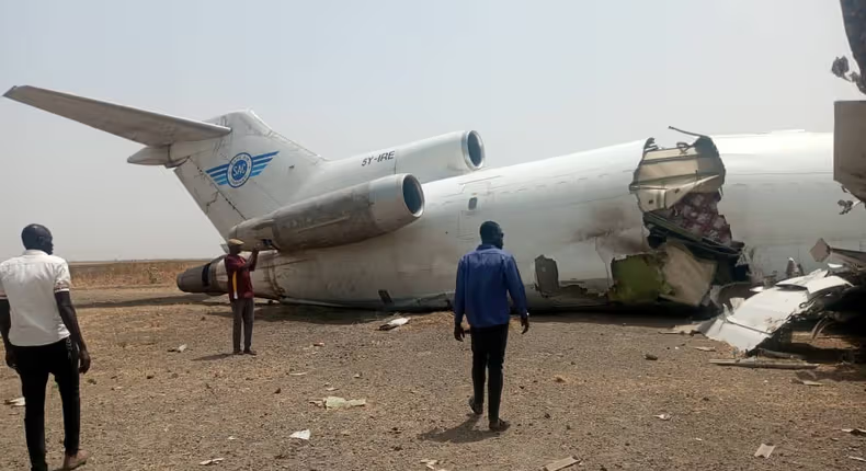 A plane collided with another aircraft that had crashed one month earlier while attempting to land at the airport.